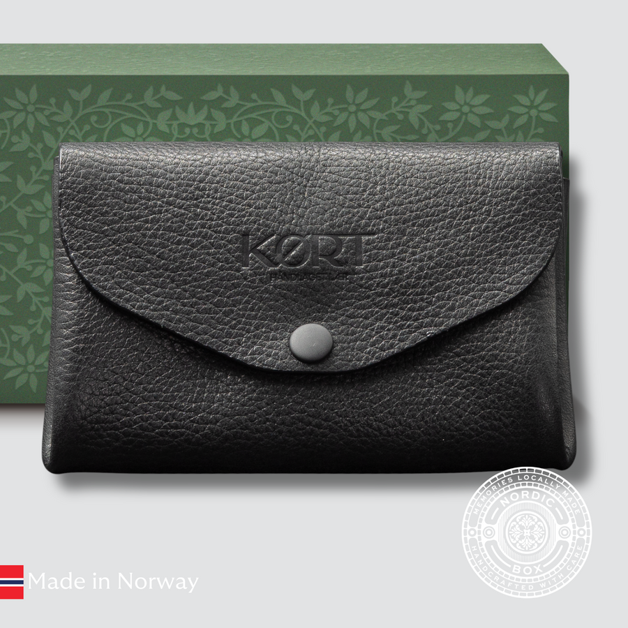 Skinn kort-og lommebok i svart