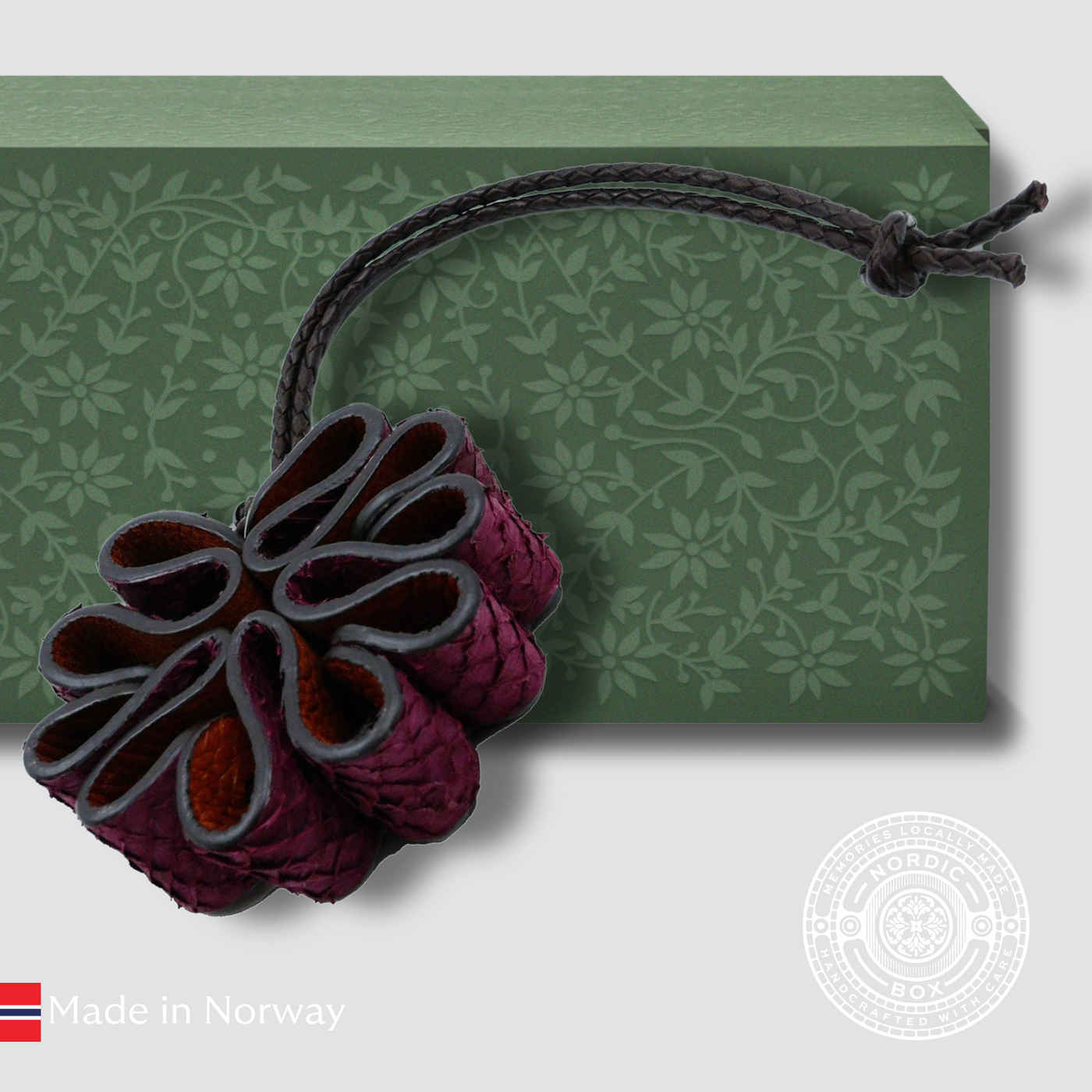 Burgundy Salmon Leather Bag Charm/Key Charm