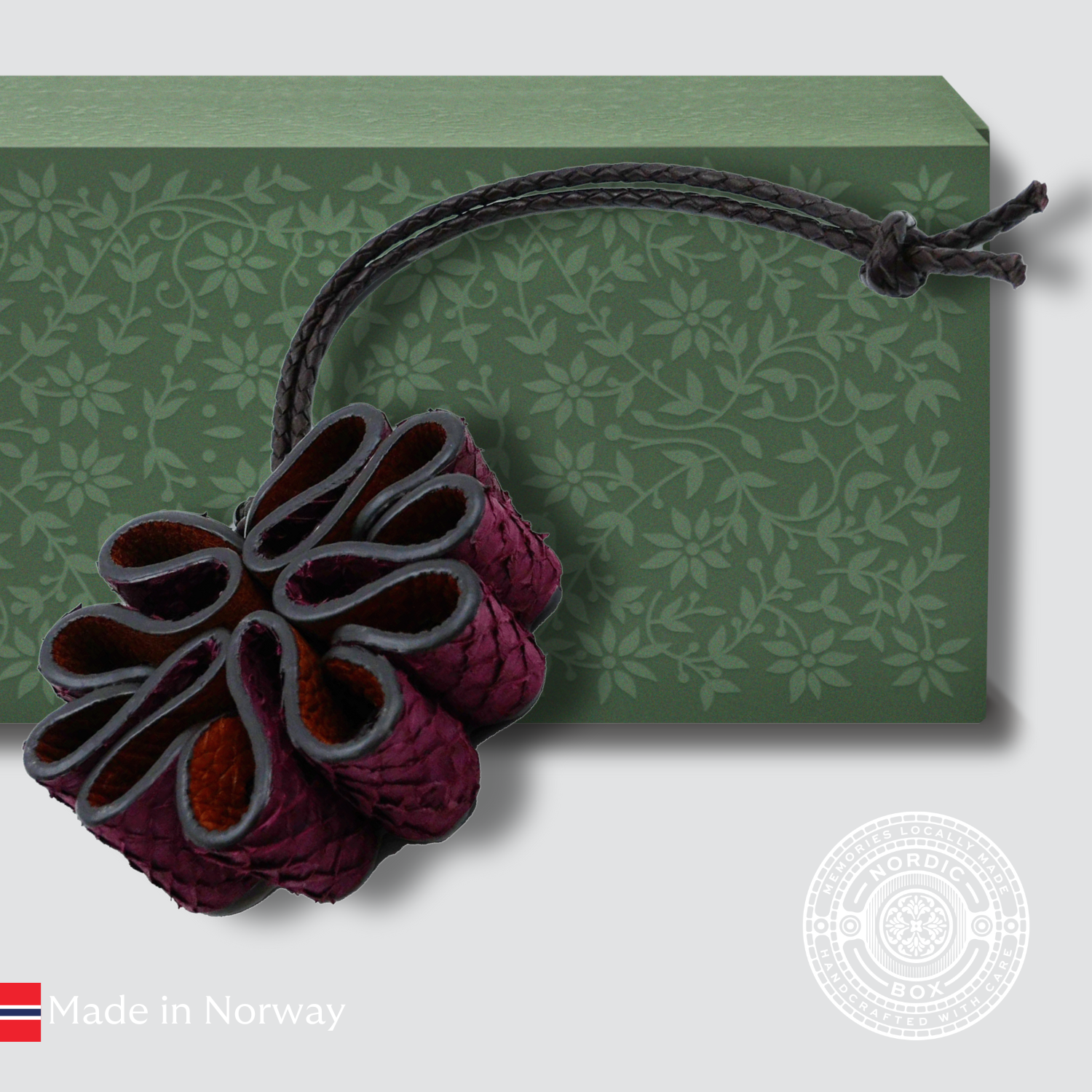 Burgundy Salmon Leather Bag Charm/Key Charm