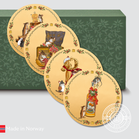 Sett med 4 julebrikker i tre