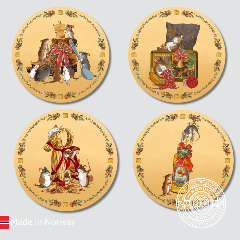 Sett med 4 julebrikker i tre