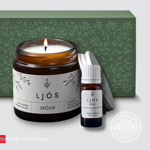 Naturlig luksuslys og eske med eteriske oljer